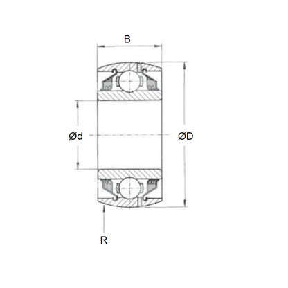 Cuscinetto con diametro esterno sferico 17 x 40 x 12 mm - Sfera in acciaio cromato - Diametro esterno sferico - MBA (confezione da 1)