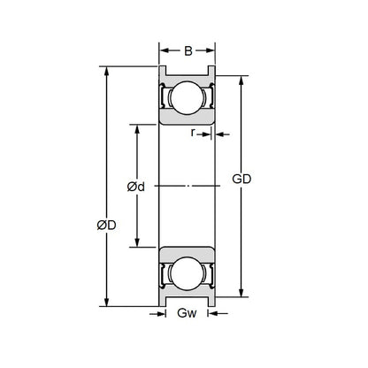 1052892 | S694-ZZ-SQP (PK-200) --- Grooved OD Bearings - 4x11x4 mm Square Groove - Stainless Steel AISI 440C Bearing