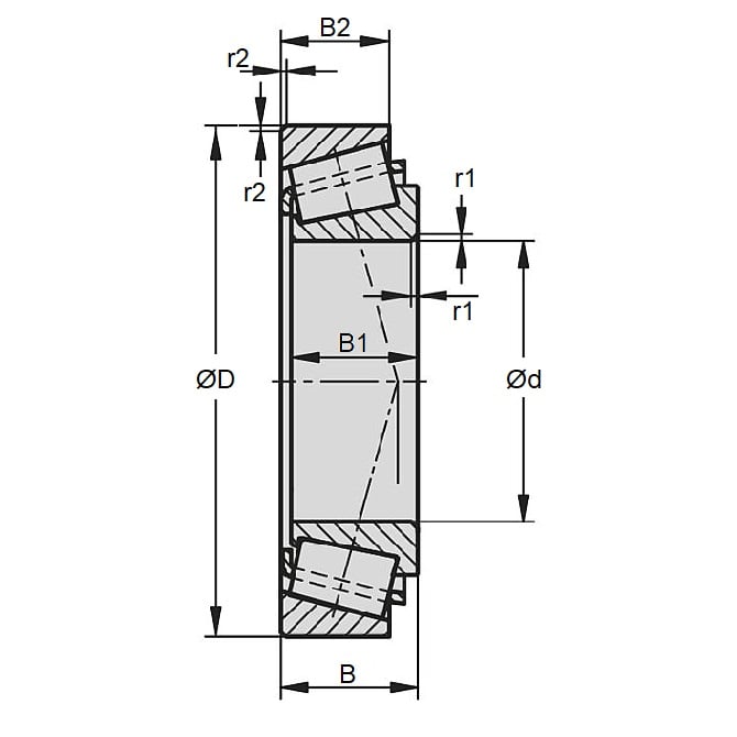 Cuscinetto a rulli conici 35 x 72 x 18.250 mm - Gruppo cono e coppa in acciaio cromato - MBA (confezione da 1)