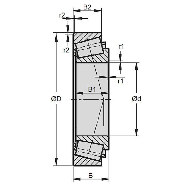 Cuscinetto a rulli conici 39.688 x 73.025 x 18.500 mm - Gruppo cono e coppa in acciaio cromato - MBA (confezione da 1)