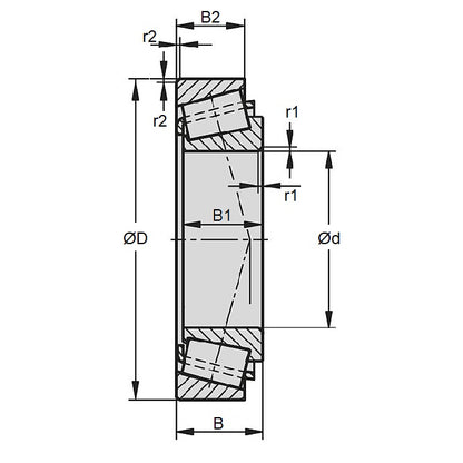 Cuscinetto a rulli conici 39.688 x 73.025 x 18.500 mm - Gruppo cono e coppa in acciaio cromato - MBA (confezione da 1)