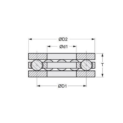 Cuscinetto reggispinta 28,575 x 44,45 x 11,113 mm - Tipo con rondella piatta in 3 pezzi Grado inossidabile 440C e nylon - MBA (confezione da 1)