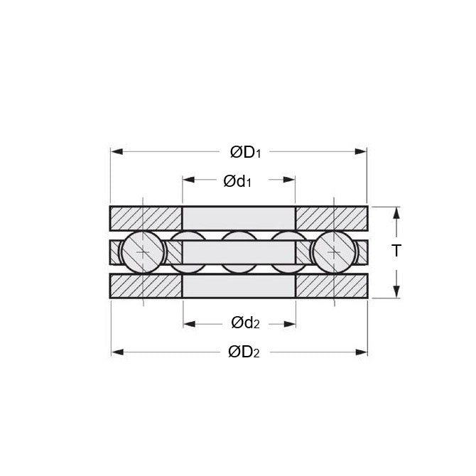 1074845 | T-0070-0150-F-ST (PK-2) --- Thrust Ball Bearings - 7x15x5 mm / 7 mm Flat - Chrome Steel Bearing