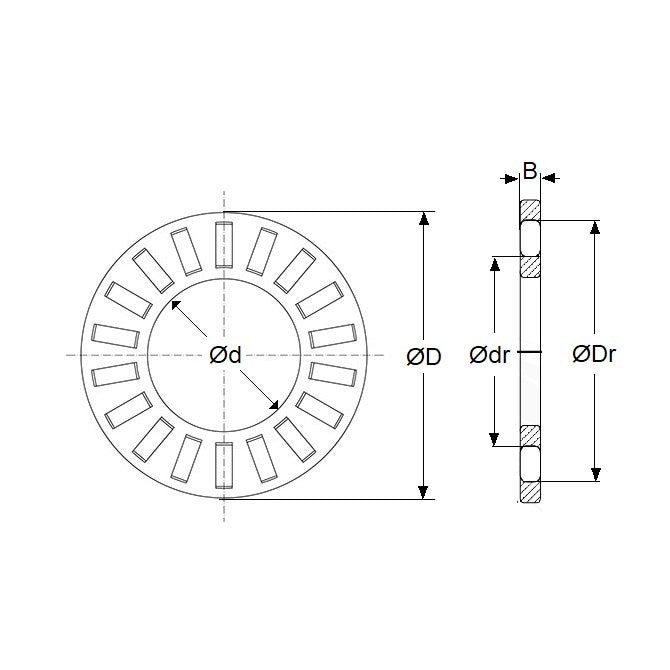 Roulement de butée 25,4 x 39,675 mm – Cage et rouleaux à aiguilles en acier au carbone uniquement – ​​MBA (lot de 1)