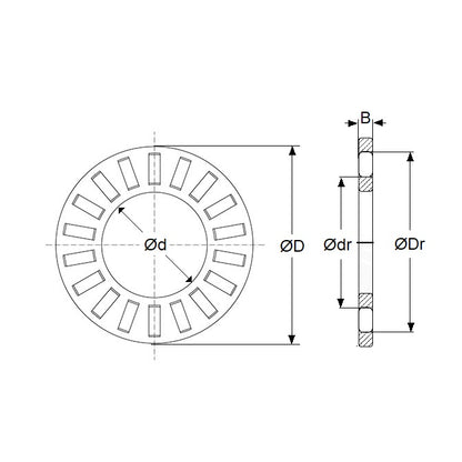 1124078 | T-0200-0350-RC (Each) --- Thrust Roller Bearings - 20x35 mm - Rollers and Cage / 2 mm Cage and Rollers Only - Carbon Steel Bearing
