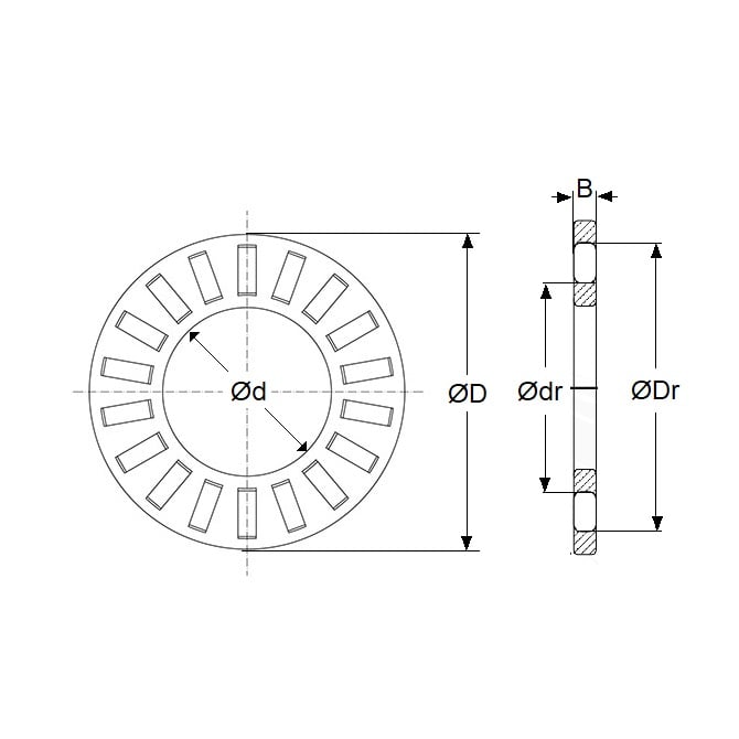 Cuscinetto reggispinta 19,05 x 31,75 mm - Solo gabbia e rulli in acciaio al carbonio a rullini - MBA (confezione da 1)