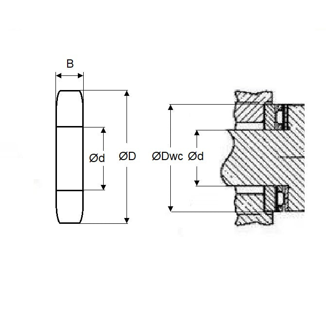 1072248 | T-0064-0175-0008-RW (PK-5) --- Thrust Roller Bearings - 6.35x17.45 mm - Washer Only - Carbon Steel / 0.81 mm Washers Only - Carbon Steel Bearing
