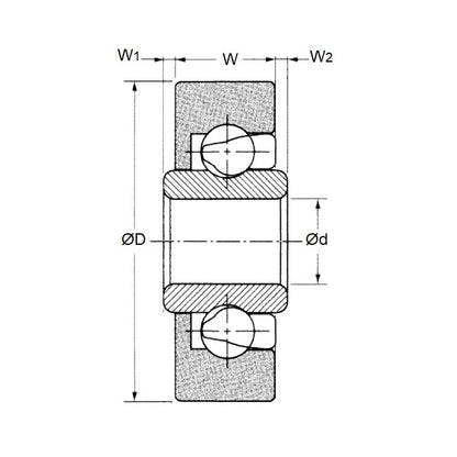 Cuscinetto in plastica 6 x 22 - 7 - 9 - Estensione di 1 mm per lato mm - Acetale speciale con pista interna in acciaio dolce - MBA (confezione da 1)