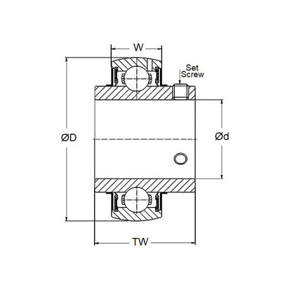 Roulement en plastique 19,05 x 52 x 34 mm - Insert pour boîtiers en plastique en acétal avec 316 billes en acier inoxydable - OD sphérique - MBA (Pack de 1)