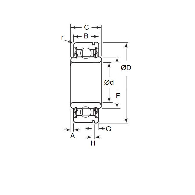 1144152 | WR14140A-ZZN (Each) --- Single Row Ball Bearings - 31.75x65.088x19.05 mm / 22.225 mm with Snap Ring - Chrome Steel SAE 52100 Bearing