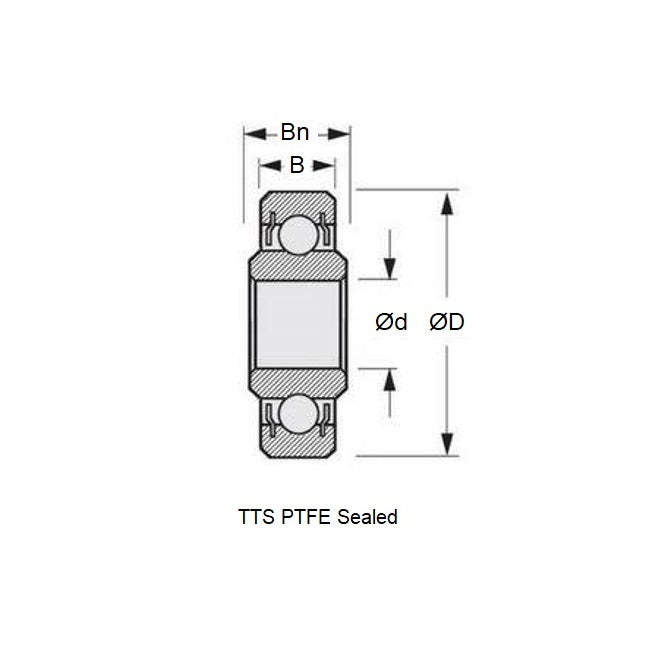 1138034 | WR12434-TTS (Each) --- Single Row Ball Bearings - 26.988x38.1x6.35 mm / 7.142 mm Unflanged - Chrome Steel SAE 52100 Bearing