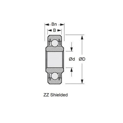 Cuscinetto a sfere 7.938 x 20.637 x 5.944 mm - Interno esteso in acciaio cromato - Economico - Sigillato - Complemento completo - MBA (confezione da 1)