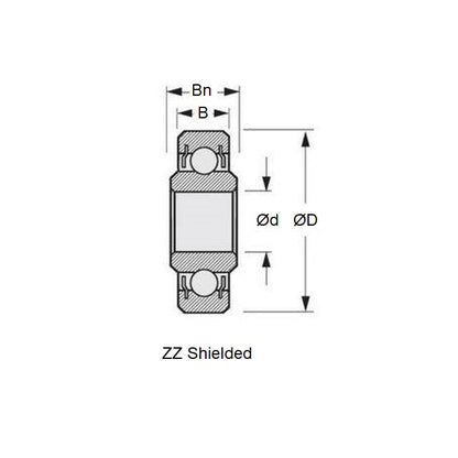 Roulement à billes 3,175 x 9,525 x 3,571 mm - Intérieur étendu en acier inoxydable 440C Grade - Abec 1 - MC3 - Standard - Blindé - MBA (Pack de 1)