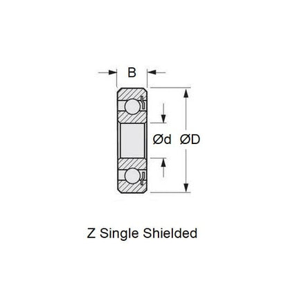 Roulement à billes 9 x 14 x 4,5 mm - Acier inoxydable de qualité 440C - Abec 1 - MC3 - Standard - Blindage simple - Retenue de couronne - MBA (1 pièce)