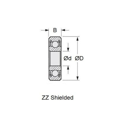 1049995 | SMR104-032-ZZS-MC34-GR5-R-G48 (20 Pcs) --- Single Row Ball Bearings - 3.175 mm x 10.414 mm x 2.381 mm