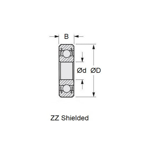 1038580 | SR0A-ZZ-MC3-JP6 --- Single Row Ball Bearings - 1.191 mm x 3.967 mm x 2.381 mm