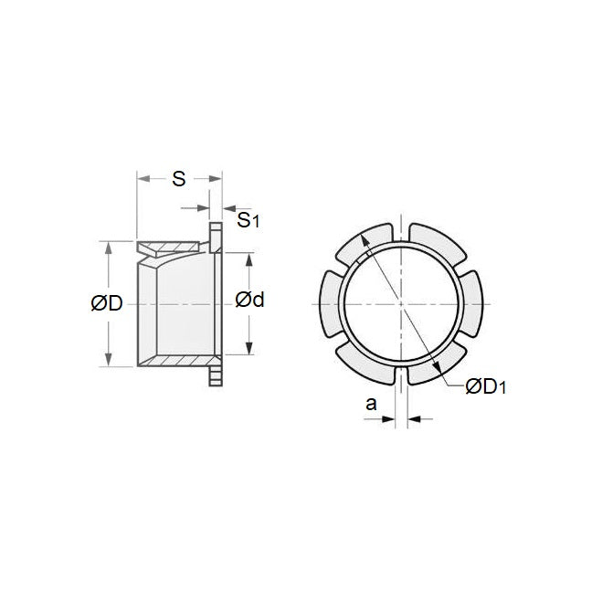 Douille en plastique 9,525 x 11,1 x 1 x 9,525 mm - Plastique à bord biseauté - MBA (Pack de 10)