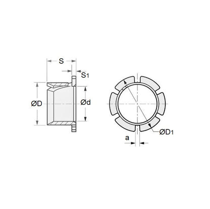 Douille en plastique 9,525 x 11,1 x 1 x 9,525 mm - Plastique à bord biseauté - MBA (Pack de 10)