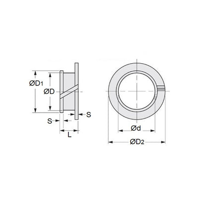 1075022 | BF0070-0090-0046-PC2 (PK-10) --- Clip Bushes - 7x9x4.6 mm Double Flanged - Plastic Bush