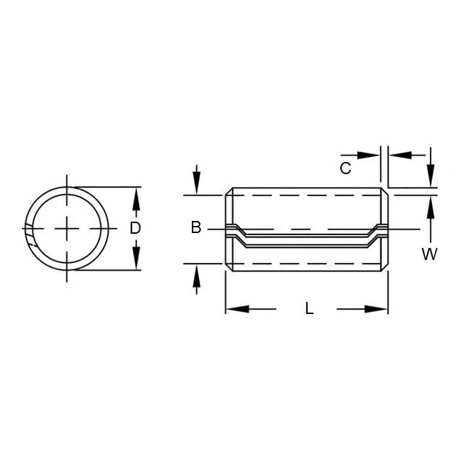 1091530 | DB100-125-250 (Each) --- Dowel Bushings Pins - 10x25x12.5 mm