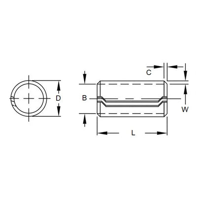 1091530 | DB100-125-250 (Each) --- Dowel Bushings Pins - 10x25x12.5 mm