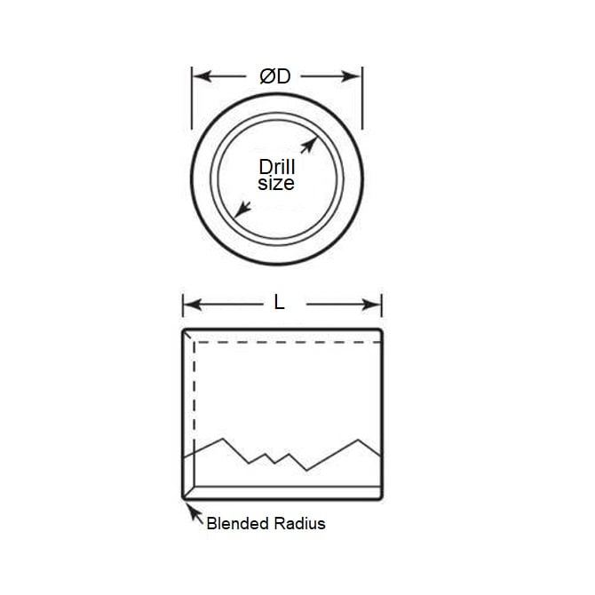 Douille de perçage 10,319 x 6,35 x 9,525 mm - Acier trempé sans tête à ajustement serré - MBA (Pack de 1)