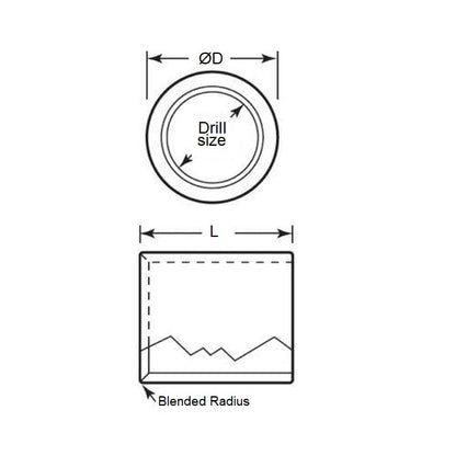 1101009 | BP0079-0127-0191-DL (Each) --- Drill Bushings - 12.7x7.938x19.05 mm Plain - Carbon Steel - Hardened Bushing