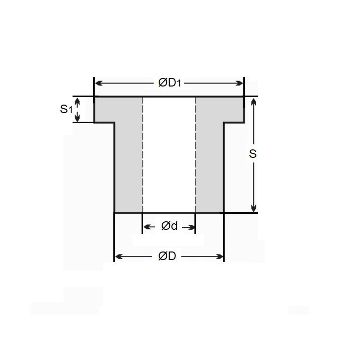 Douille 7 x 12 x 8 mm - Bride Bronze SAE841 Fritté - Tolérances Standard - MBA (Pack de 1)