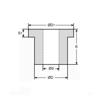 1133256 | BF0250-0290-0300-BRP --- Flanged Bushes - 25 mm x 29 mm x 30 mm