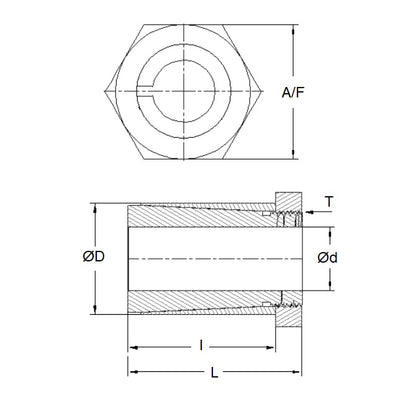 1072949 | BIT-064-10 --- Integral Taper Bushings - 6.35 mm x 10 mm x 12.5 mm