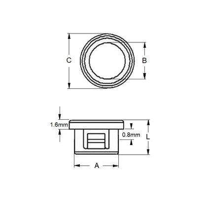 1075530 | SNB-078-052-094-O (Per Card) --- Snap Bushings - 7.8x9.4x5.2 mm Open - Plastic Bushing