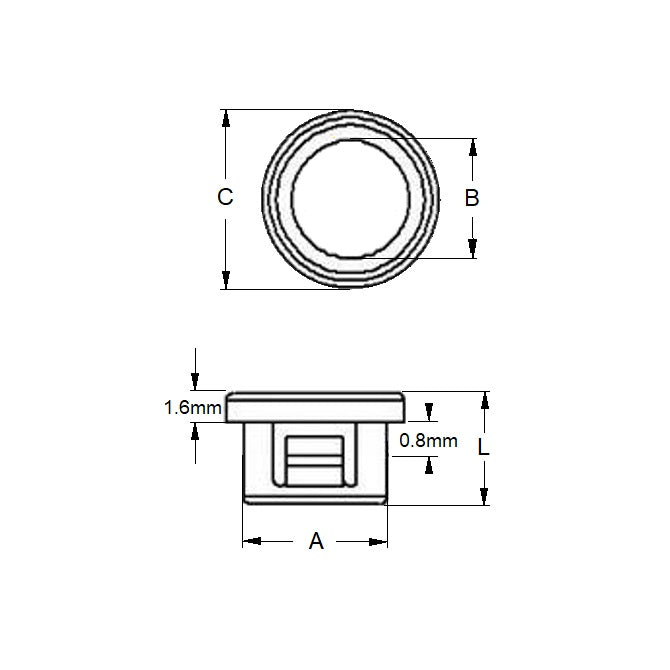 1084402 | SNB-095-063-120-O (Per Card) --- Snap Bushings - 9.5x12x6.3 mm Open - Plastic Bushing