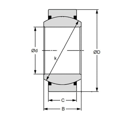 Douille sphérique 17 x 30 x 14 mm - Acier - Avec trou d'huile et joint racleur - MBA (Pack de 1)