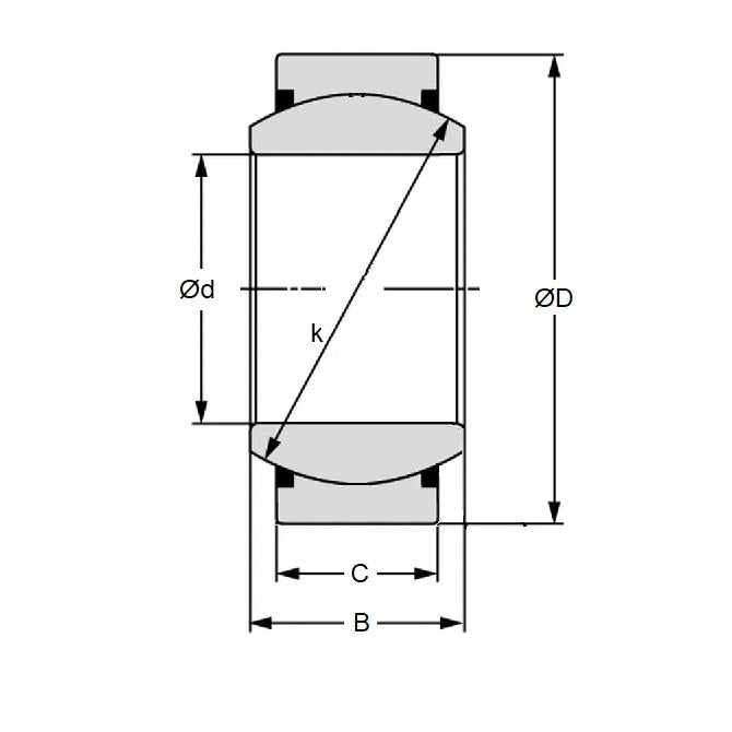 1142650 | GE-03000-04700-ST-W (Each) --- Spherical Bushings - 30x47x22 mm - Steel Bushing
