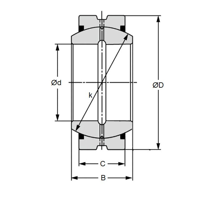 Douille Sphérique 107.950 x 168.28 x 94.460 mm - Acier - Avec Trou d'Huile - MBA (Pack de 1)