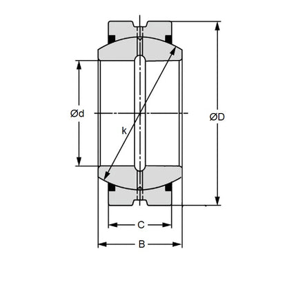 1124986 | GE-02000-03500-ST-OH-W (Each) --- Spherical Bushings - 20x35x16 mm - Steel Bushing