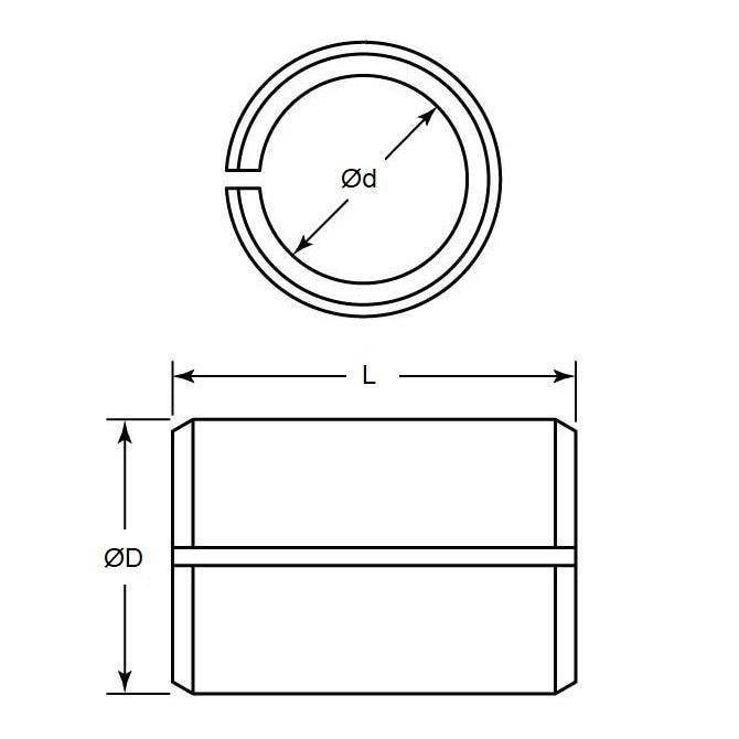 1103255 | VT102RS --- Tension Bushings - 12.7 mm x 19.05 mm x 25.4 mm