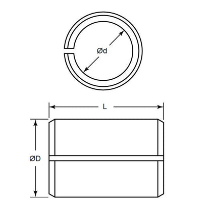 1103255 | VT102RS --- Tension Bushings - 12.7 mm x 19.05 mm x 25.4 mm