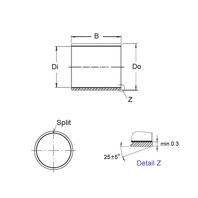 1172087 | BP0650-0700-0300-S6 (50 Pcs) --- Unflanged Bushes - 65 mm x 70 mm x 30 mm