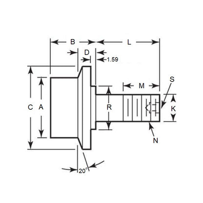 Seguicamma con perno flangiato 57,15 x 93,675 mm - 1-14 UNF - - - MBA (confezione da 1)