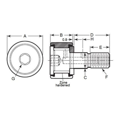 1103599 | CCF805RS --- Needle Roller Cam Followers - 12.7 mm x 25.4 mm 10-32 UNF (4.76mm)