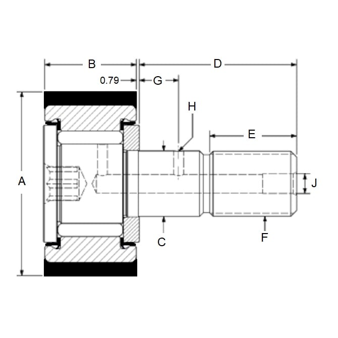 Type de rouleau Cam Follower 19,05 x 9,525 x 4,826 - Acier avec couvercle en uréthane - MBA (Pack de 1)