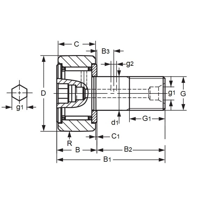 1137262 | CF10-1UUR --- Roller Cam Followers - 26 mm x 36.2 mm M10x1.25