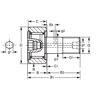 1137262 | CF10-1UUR --- Roller Cam Followers - 26 mm x 36.2 mm M10x1.25