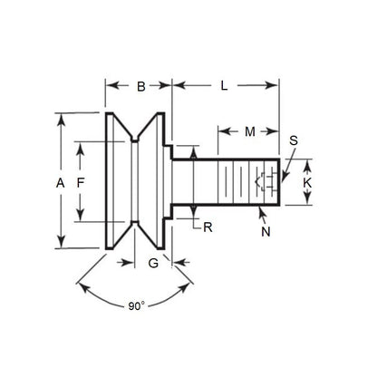 1183133 | CCF310RS --- V-Groove Cam Followers - 88.9 mm x 93.675 mm 7/8-14 UNF