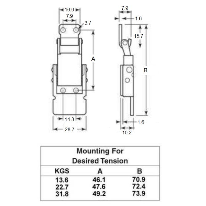 1230657 | NSH-8331RS --- Catches - Straight Lever Zinc plated steel