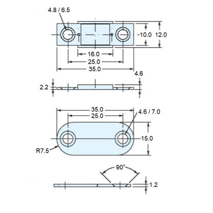 1147233 | SUG-560RS (Each) --- Magnetic Ultra Thin Catches - 35x12x2.2 mm Light Duty