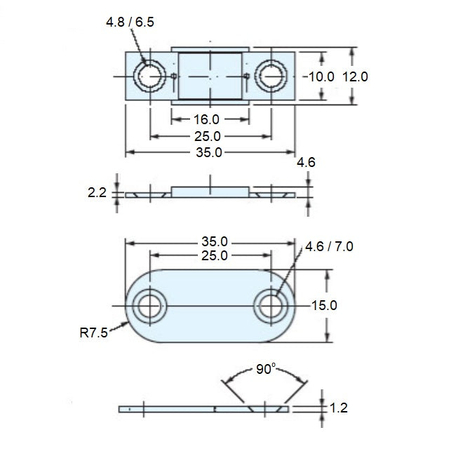 1147627 | SUG-560RS --- Magnetic Ultra Thin Catches - 35 mm x 12 mm x 2.2 mm