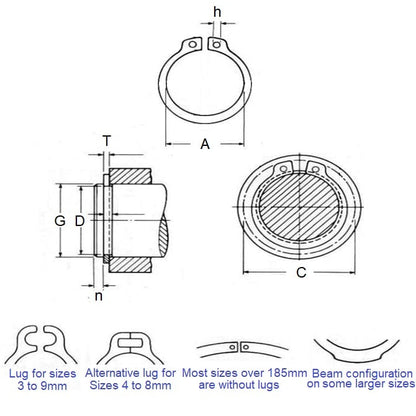 1152150 | CCE-03967H-C (4 Pcs) --- Circlips - 39.67 mm x 2.77 mm x 37.29 mm