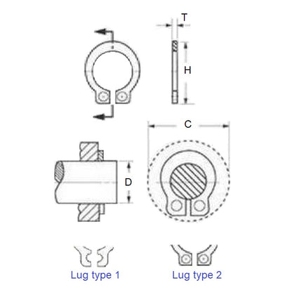 1079667 | CNG-00794-4 (3 Pcs) --- External Retaining Rings - 7.94 mm x 1.07 mm -